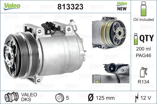 Kompressori, ilmastointilaite VALEO 813323