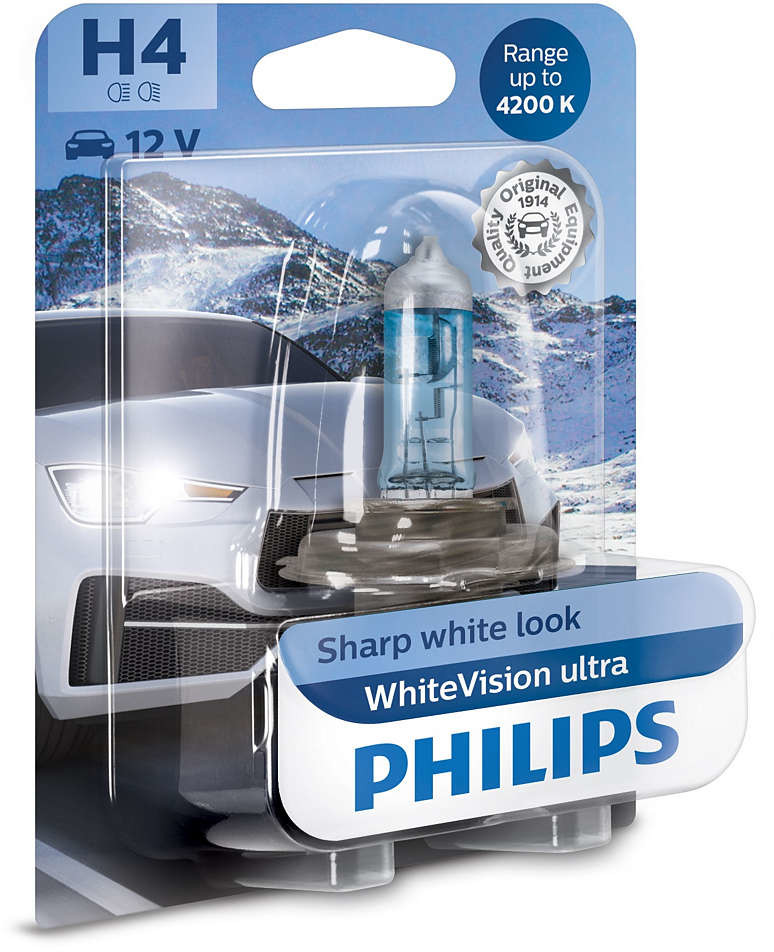 Halogeeni poltin PHILIPS WHITEVISION ULTRA 12V H4 60/55W