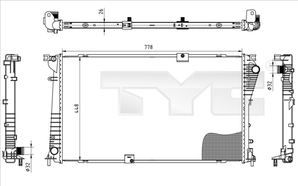 Jäähdytin,moottorin jäähdytys TYC 725-0045