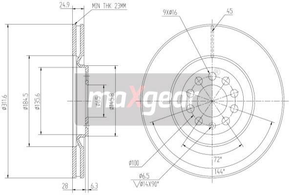 Jarrulevy MAXGEAR 19-0974