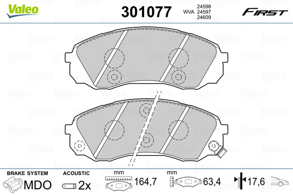 Jarrupalasarja, levyjarru VALEO 301077