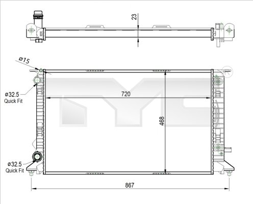 Jäähdytin,moottorin jäähdytys TYC 702-0037-R