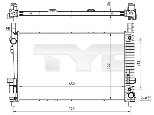 Jäähdytin,moottorin jäähdytys TYC 721-0020