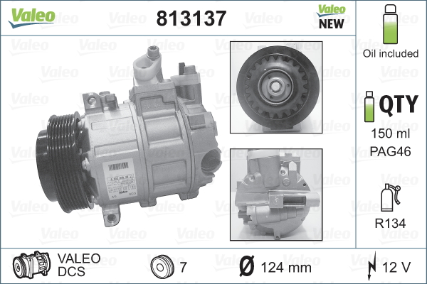 Kompressori, ilmastointilaite VALEO 813137