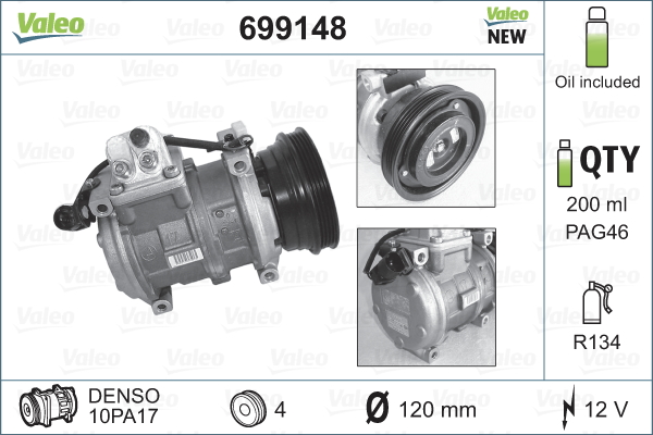 Kompressori, ilmastointilaite VALEO 699148