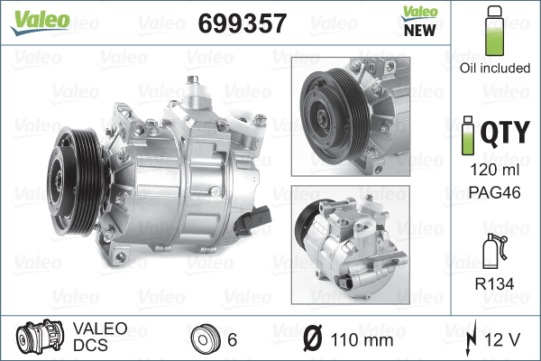 Kompressori, ilmastointilaite VALEO 699357
