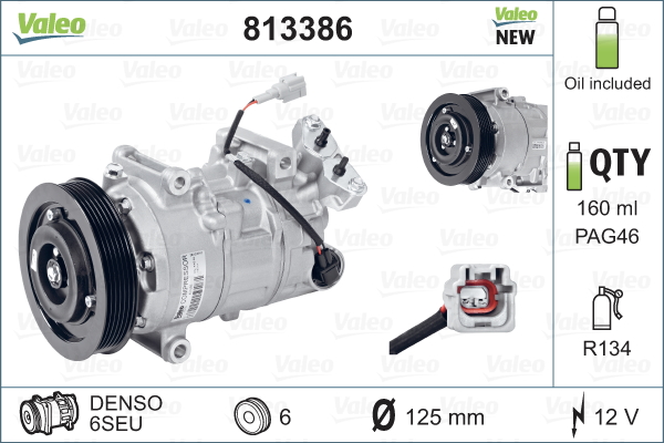 Kompressori, ilmastointilaite VALEO 813386