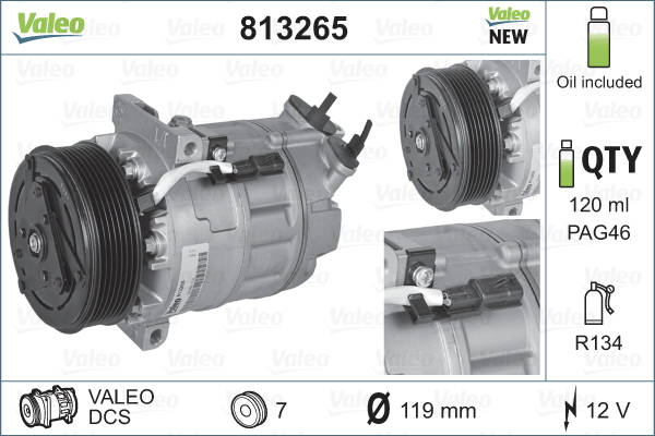 Kompressori, ilmastointilaite VALEO 813265