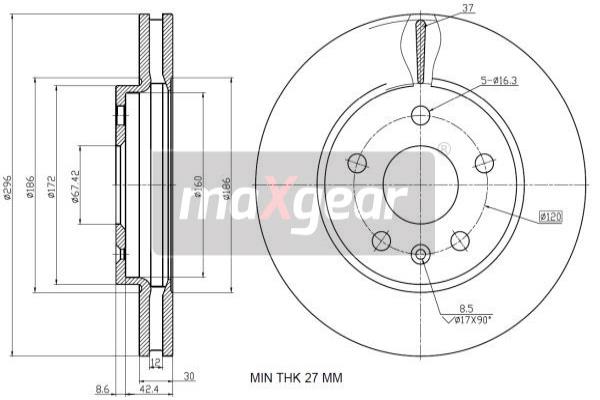 Jarrulevy MAXGEAR 19-1935MAX
