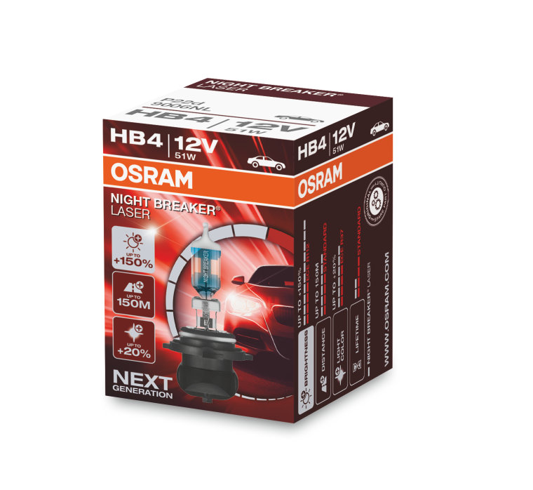 Halogeeni poltin OSRAM NIGHT BREAKER LASER 51W HB4 12V