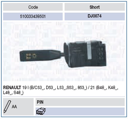 Kytkin, ohjausakseli MAGNETI MARELLI 510033438501