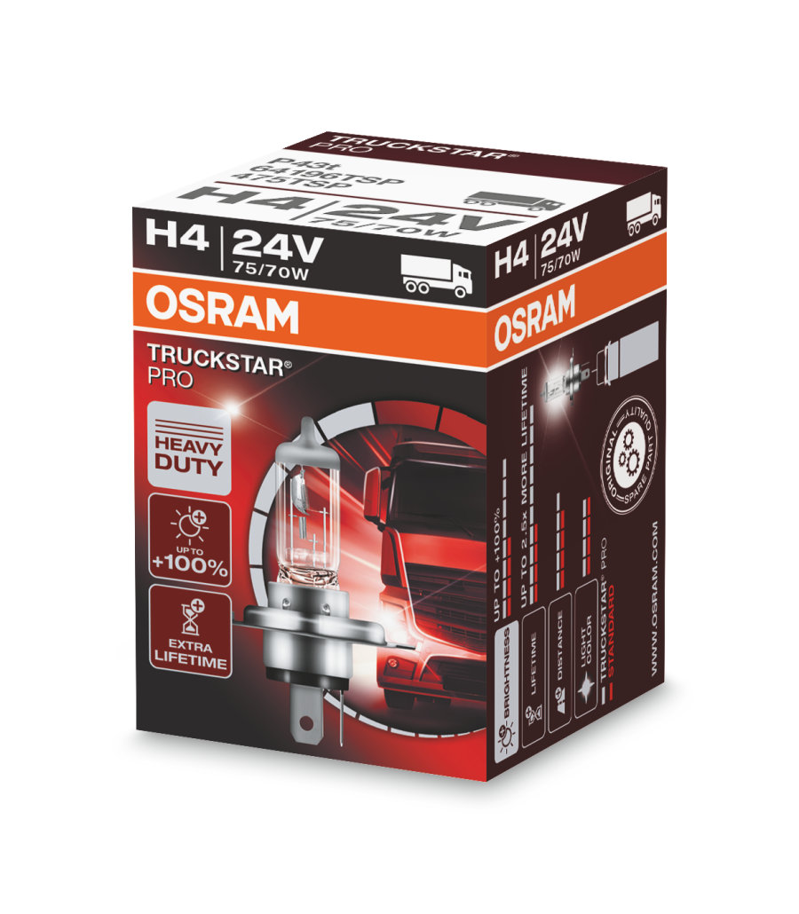 Halogeeni poltin OSRAM TRUCKSTAR 24V H4 75/70W