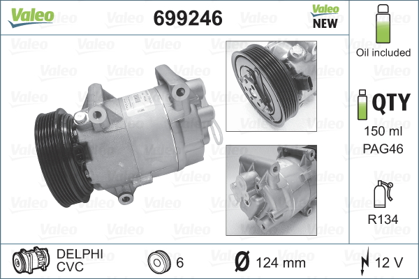 Kompressori, ilmastointilaite VALEO 699246