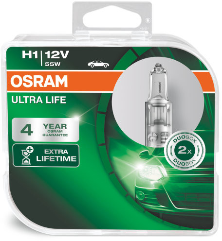 Halogeeni poltin OSRAM ULTRA LIFE 12V H1 55W X2