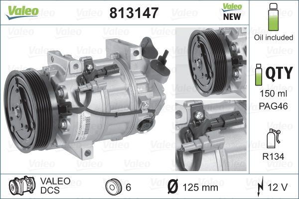 Kompressori, ilmastointilaite VALEO 813147