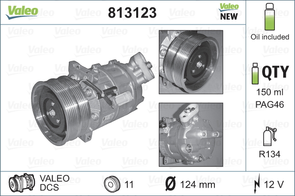 Kompressori, ilmastointilaite VALEO 813123