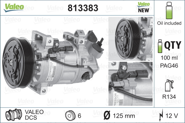 Kompressori, ilmastointilaite VALEO 813383