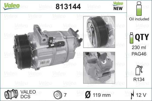 Kompressori, ilmastointilaite VALEO 813144