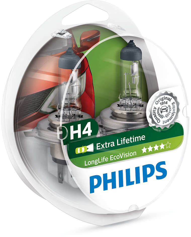 Halogeeni poltin PHILIPS LONGLIFE ECOVISION 12V H4 60/55W X2
