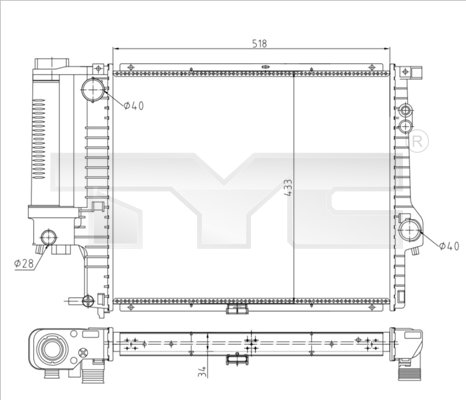 Jäähdytin,moottorin jäähdytys TYC 703-0010-R