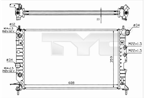 Jäähdytin,moottorin jäähdytys TYC 725-0004-R